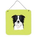 Micasa Checkerboard Lime Green Border Collie Aluminum Metal Wall Or Door Hanging Prints6 x 6 In. MI256027